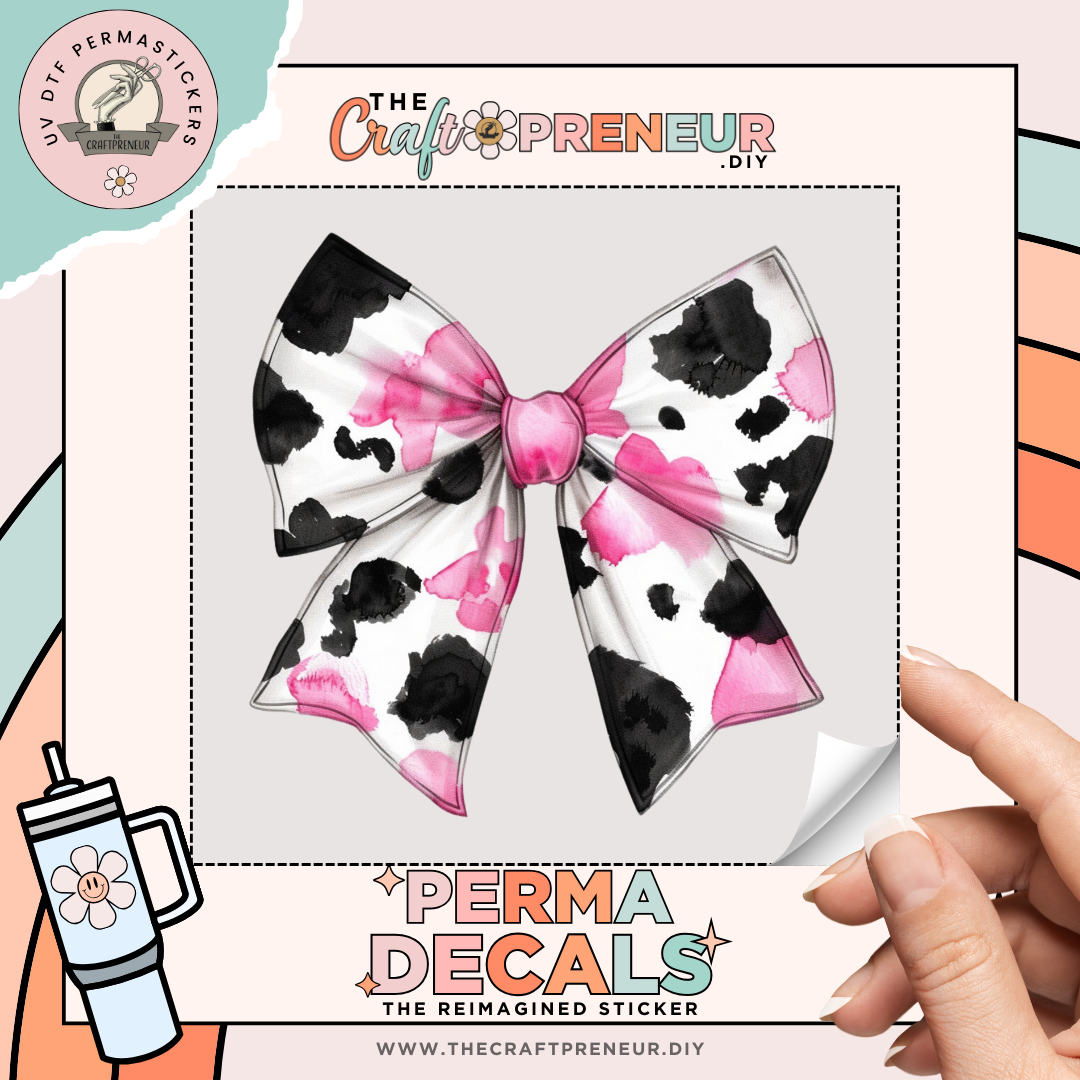 Cow Print Coquette Bow UV DTF Sticker