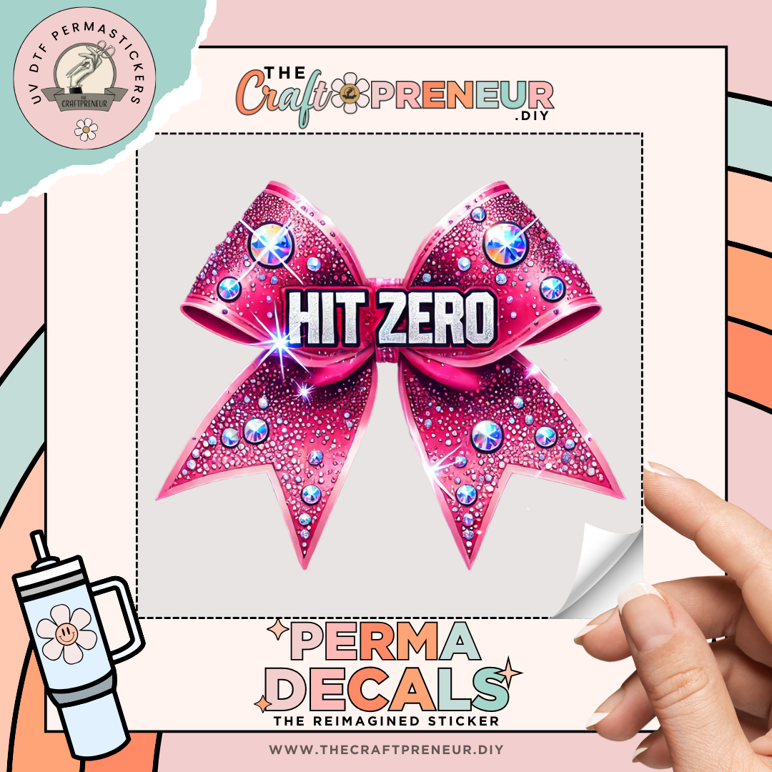 Hit Zero Pink Bow UV DTF Sticker