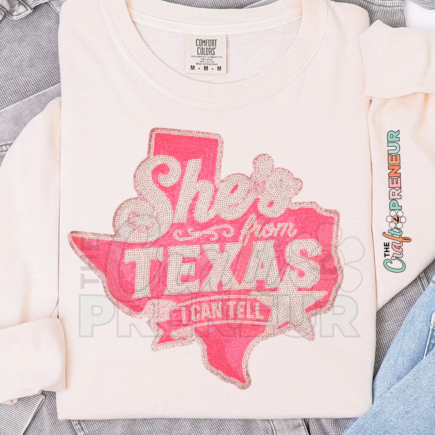 PATCH067 - Ella Langley Country Music Shes from Texas I Can Tell Sequin Patch