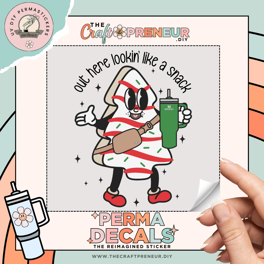 Looking Like A Snack Christmas Tree Cake UV DTF Sticker