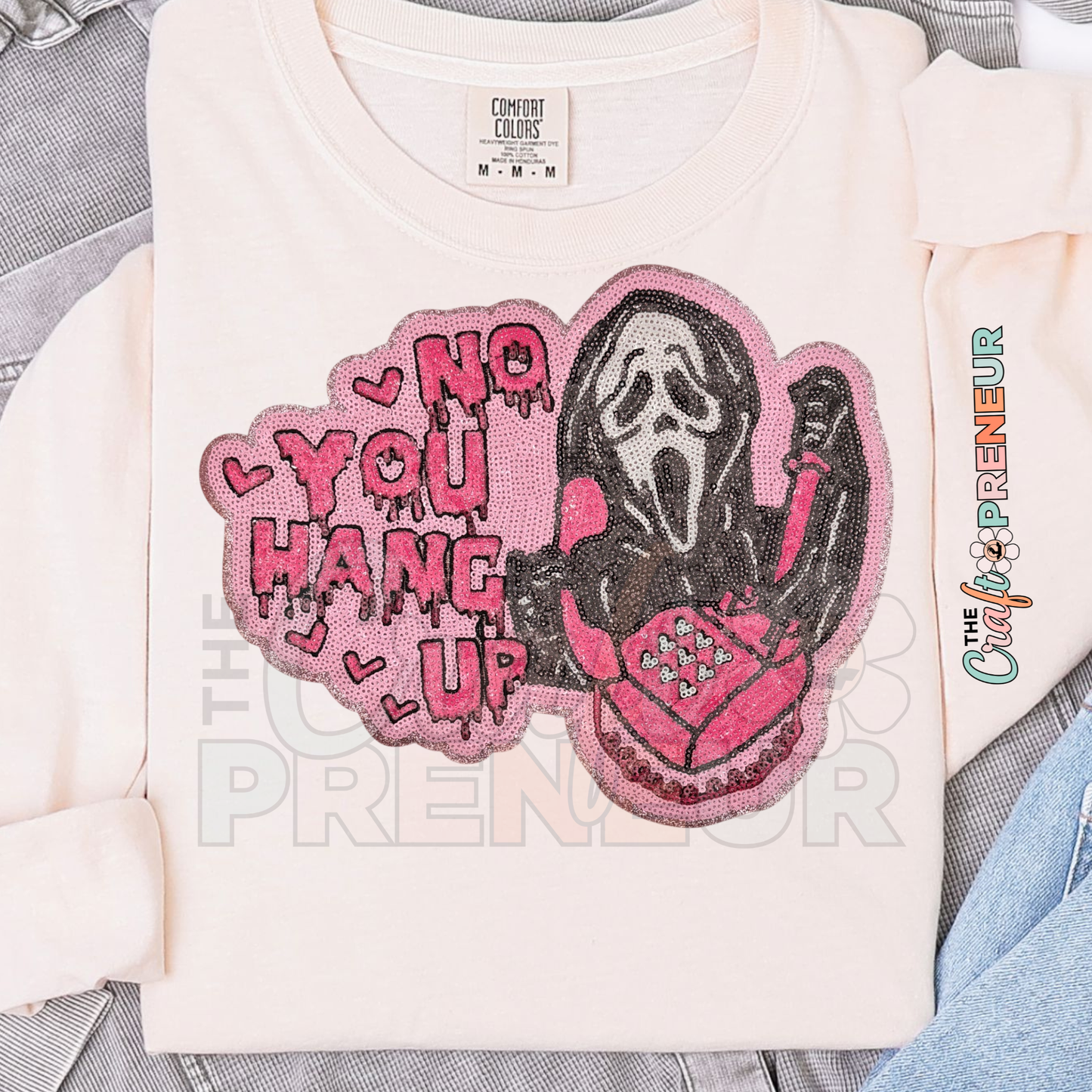 PATCH061 - Ghostface Halloween Scream Hang Up Sequin Patch