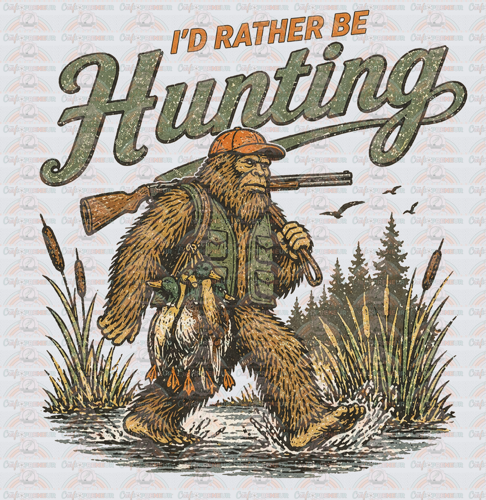Hobbies_Hunting_Big Foot_Sasquatch_Id Rather Be Hunting_Rifle_Mallard_Duck_