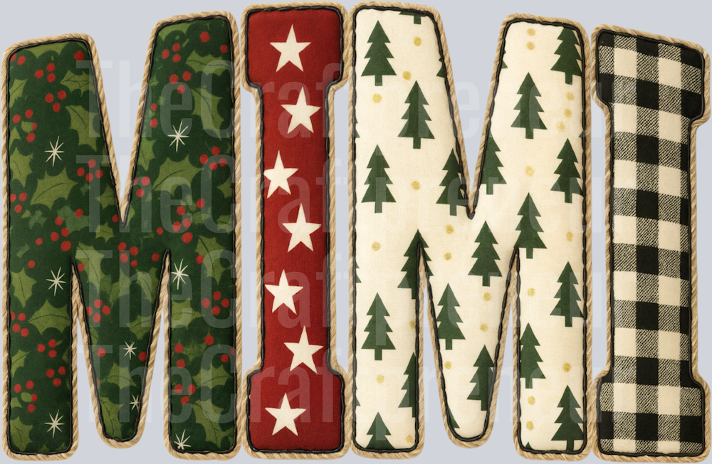 (Set!) Faux Embroidery Varsity Christmas Mimi DTF Transfer