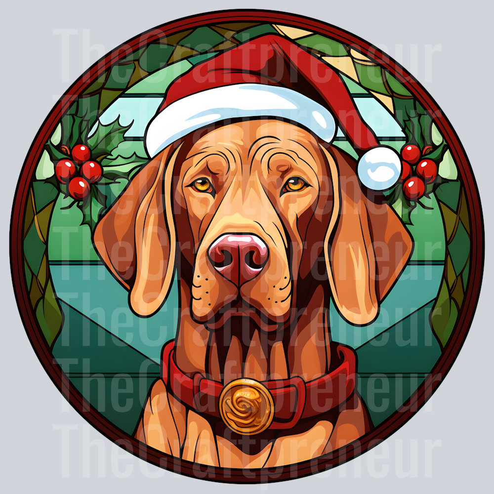 Vizla Christmas Stained Glass DTF Transfer