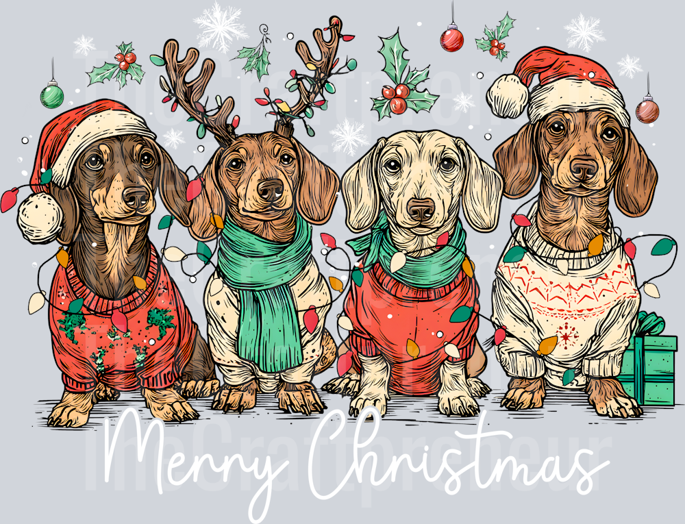 Daschunds in Sweaters DTF Transfer (For Darks!)