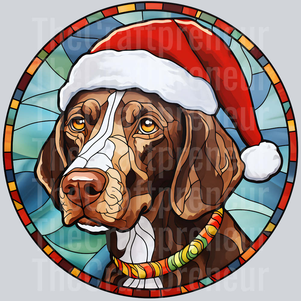 German Shorthair Pointer Christmas Stained Glass DTF Transfer