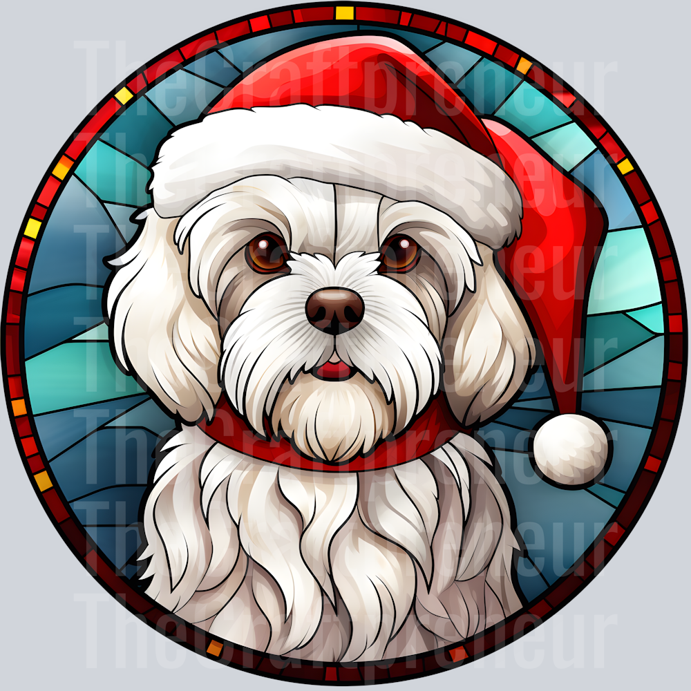 Maltese Christmas Stained Glass DTF Transfer