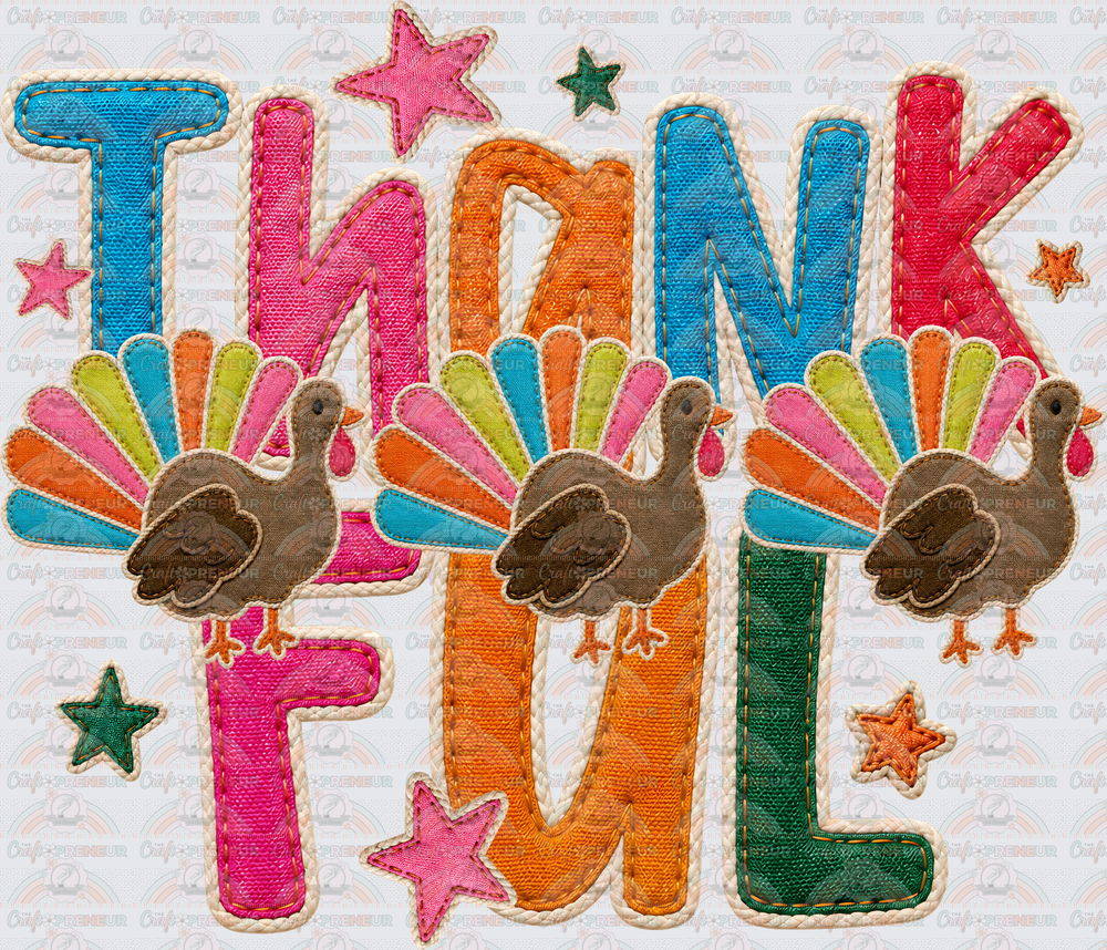 Fall_Thanksgiving_Thankful_Felt_Faux Fabric_Faux Embroidery_Turkeys_Youth_Kids