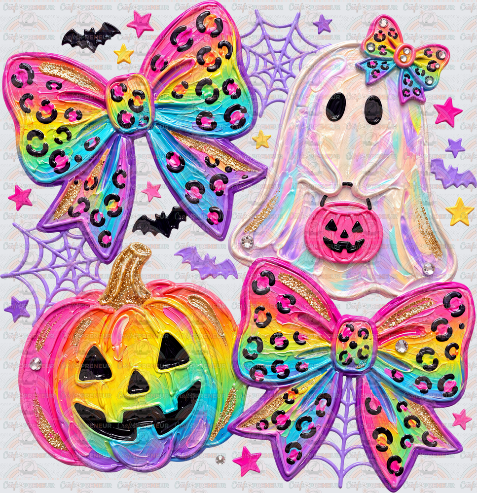 Halloween_Lisa Frank_Faux Paint_Rainbow_Neon_Pumpkins_Ghost_Coquette Bow_Cheetah