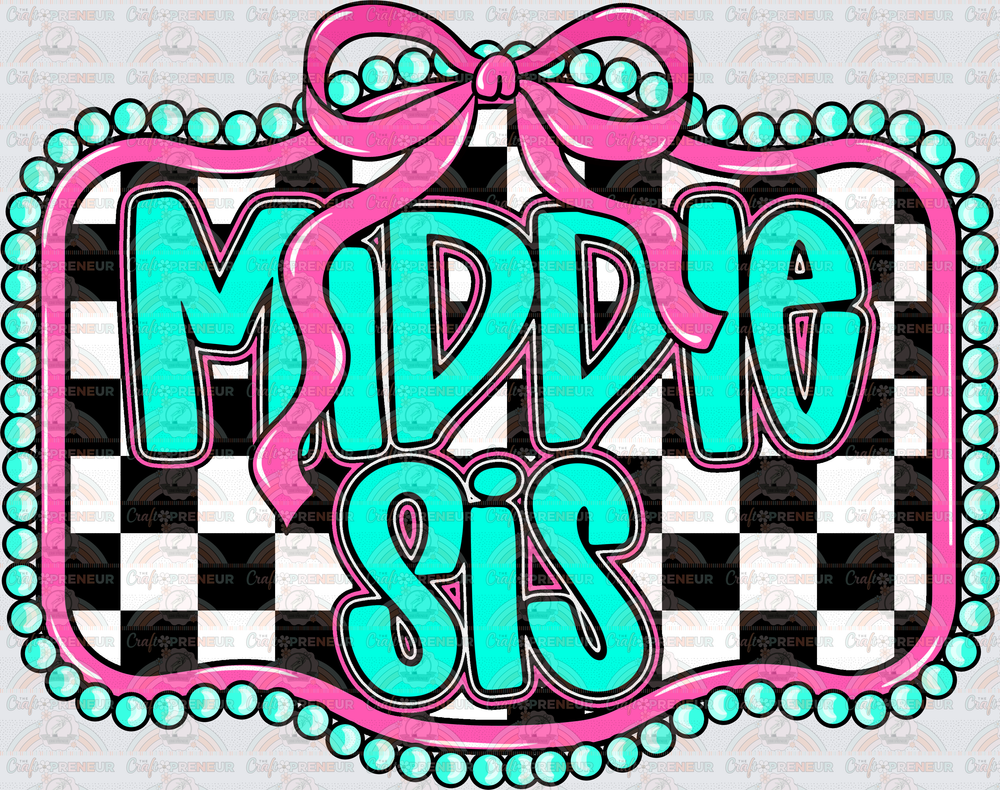 002_Family_Siblings_Sisters_Sister_Coquette Bow_Checkered_Middle Sis