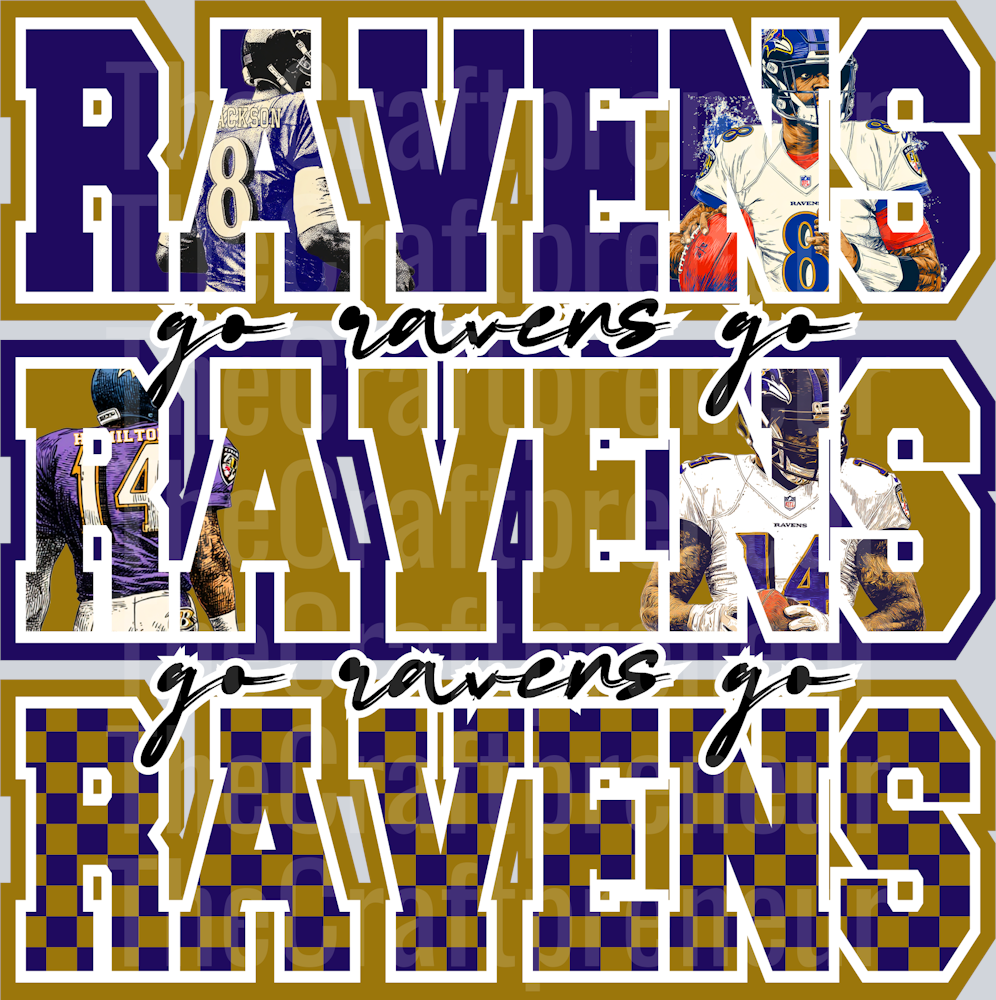 Baltimore Ravens Varsity Team Stack DTF Transfer