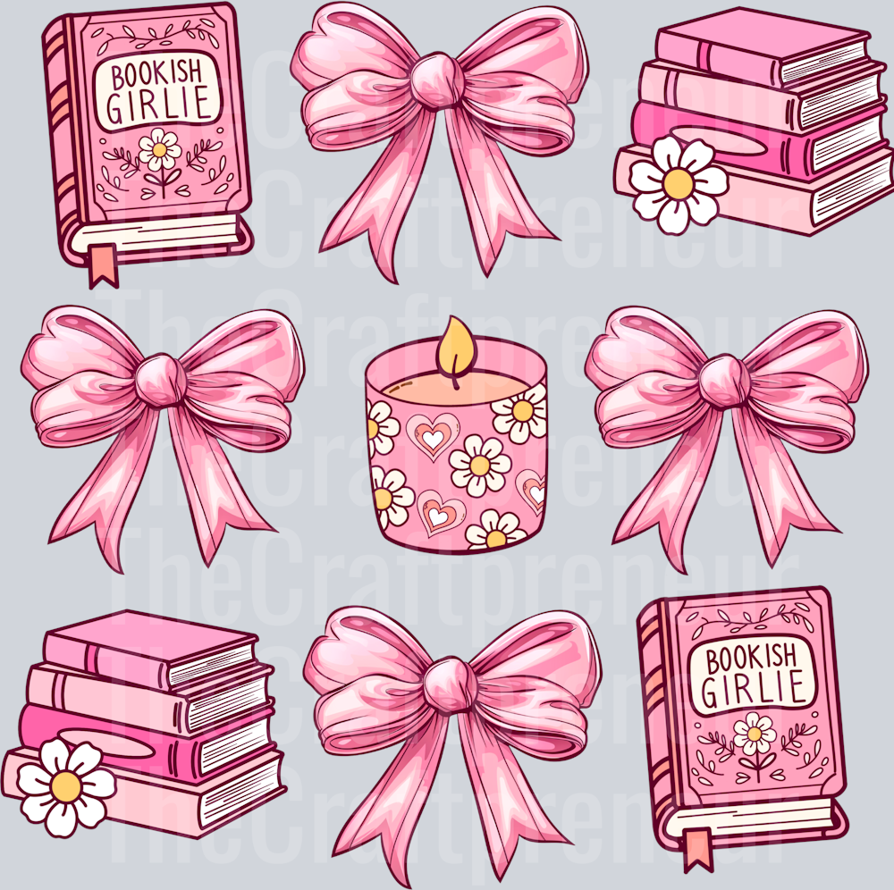 Cute Coquette Pink Bookish Girlie DTF Transfer