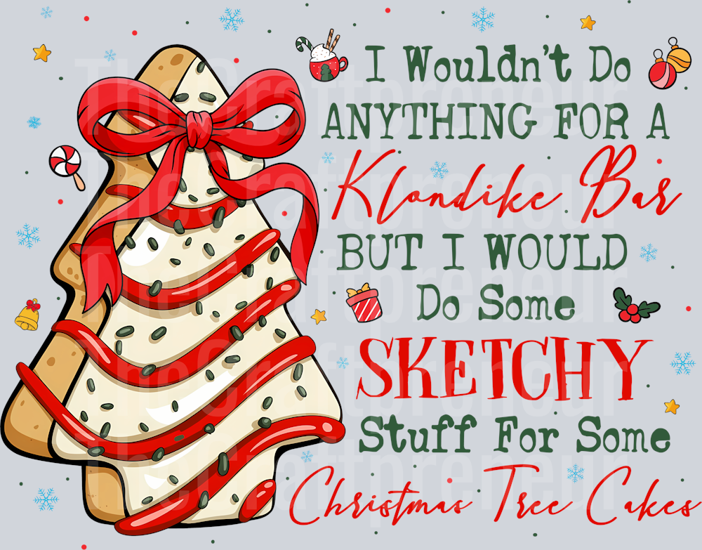 Christmas Tree Cake Klondike Bar Sketchy DTF Transfer
