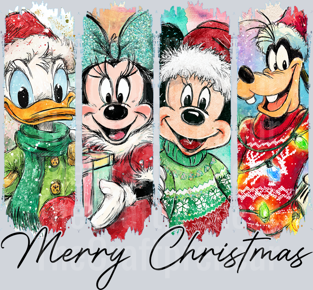 Mouse and Friends Christmas Canvas in Sweaters DTF Transfer
