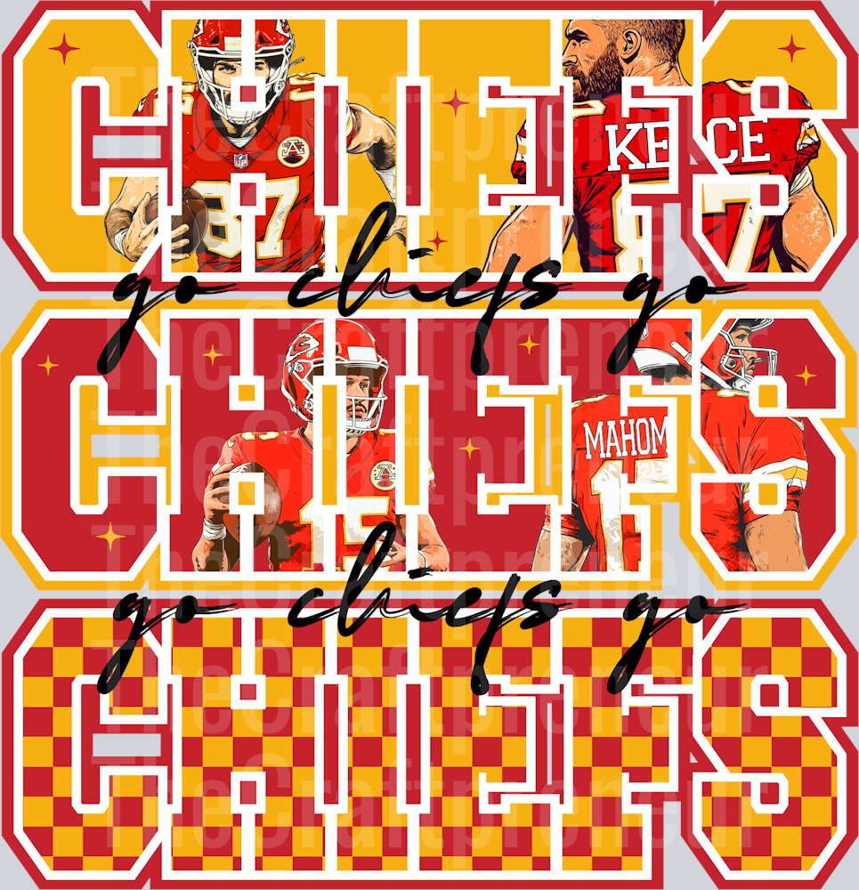 Kansas City Chiefs Varsity Team Stack DTF Transfer