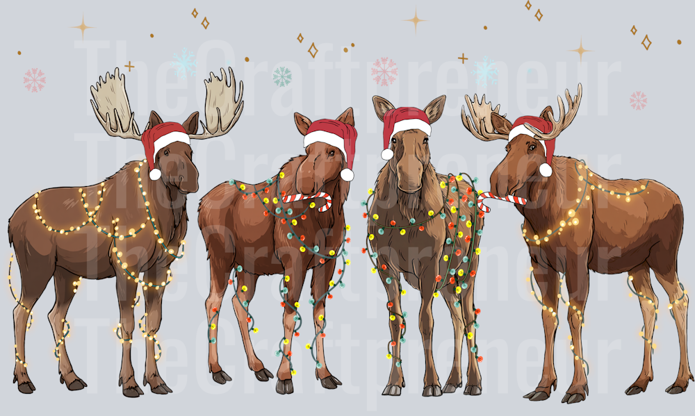Christmas Moose in Lights DTF Transfer