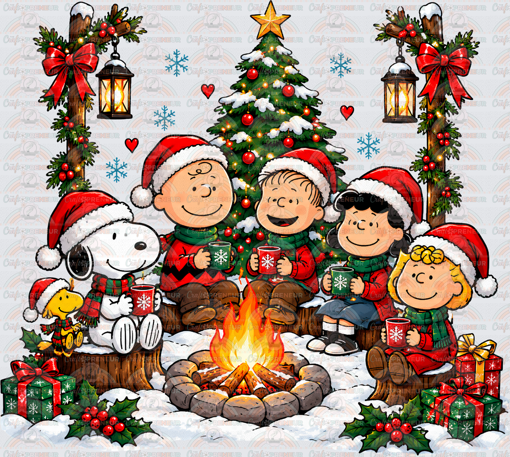 XMAS_Snoopy_Peanuts_Campfire_Camping_Christmas Tree_Charlie Brown