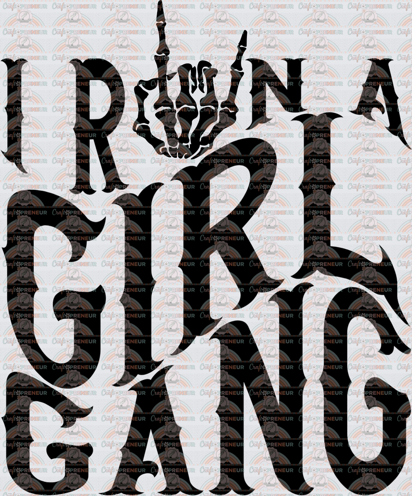 001_Mama_Girl Mom_I Run a Girl Gang_Matching Set_Skeleton_Wavy Text_Black_Back