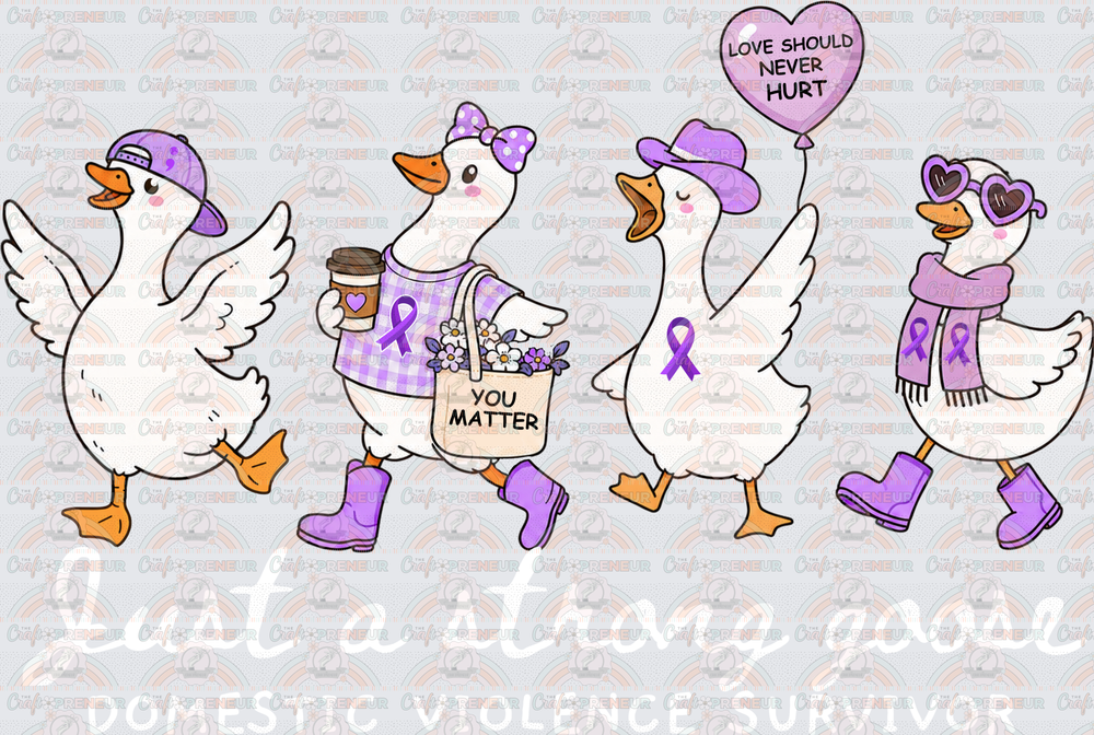 Causes_Domestic Violence_Awareness_Goose_Just a Strong Goose_Domestic Violence Survivor_White