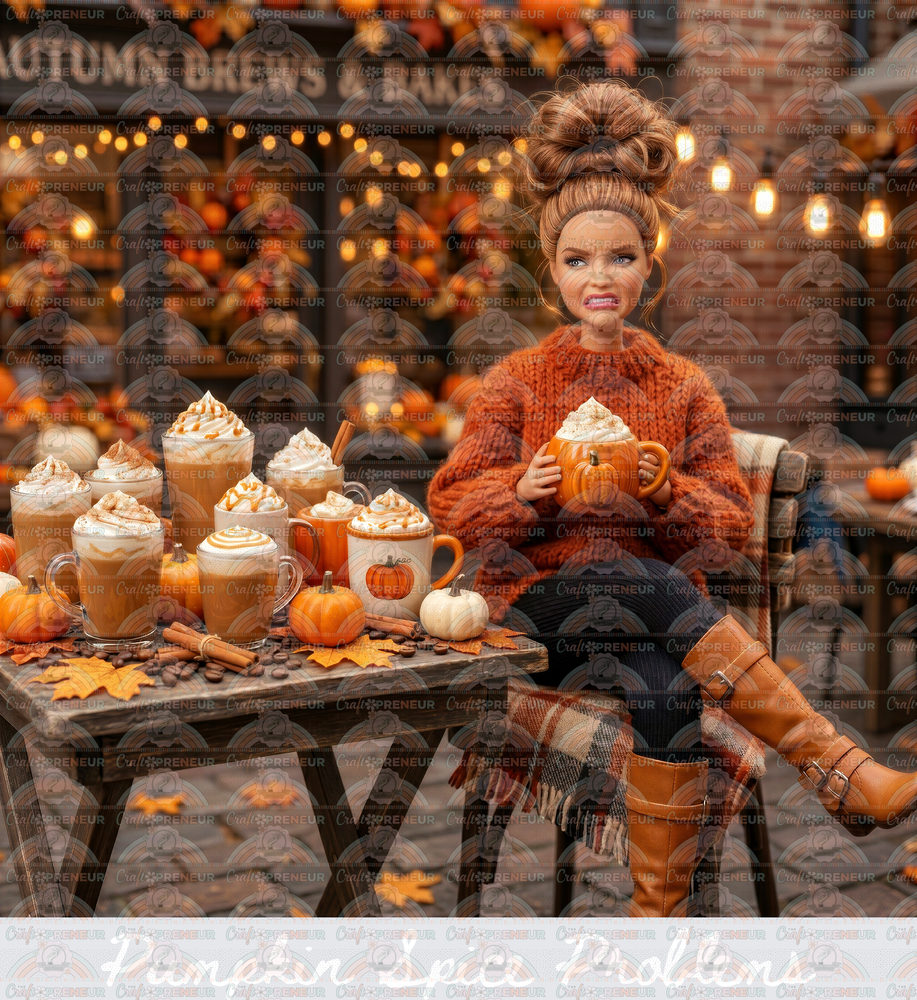 Fall_Ratchet Barbie_Pumpkin Spice Problems_Coffee_Espresso_Riding Boots_Top Bun_White