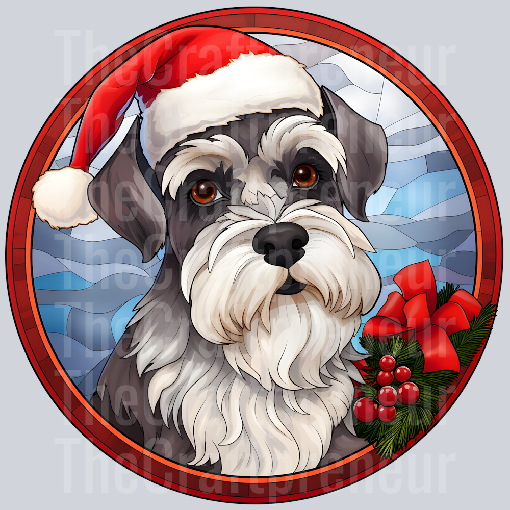 Schnauzer Christmas Stained Glass DTF Transfer