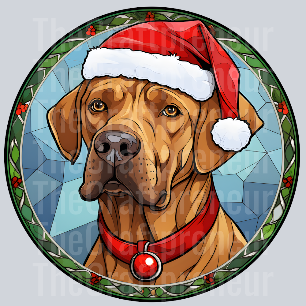 Rhodesian Ridgeback Christmas Stained Glass DTF Transfer