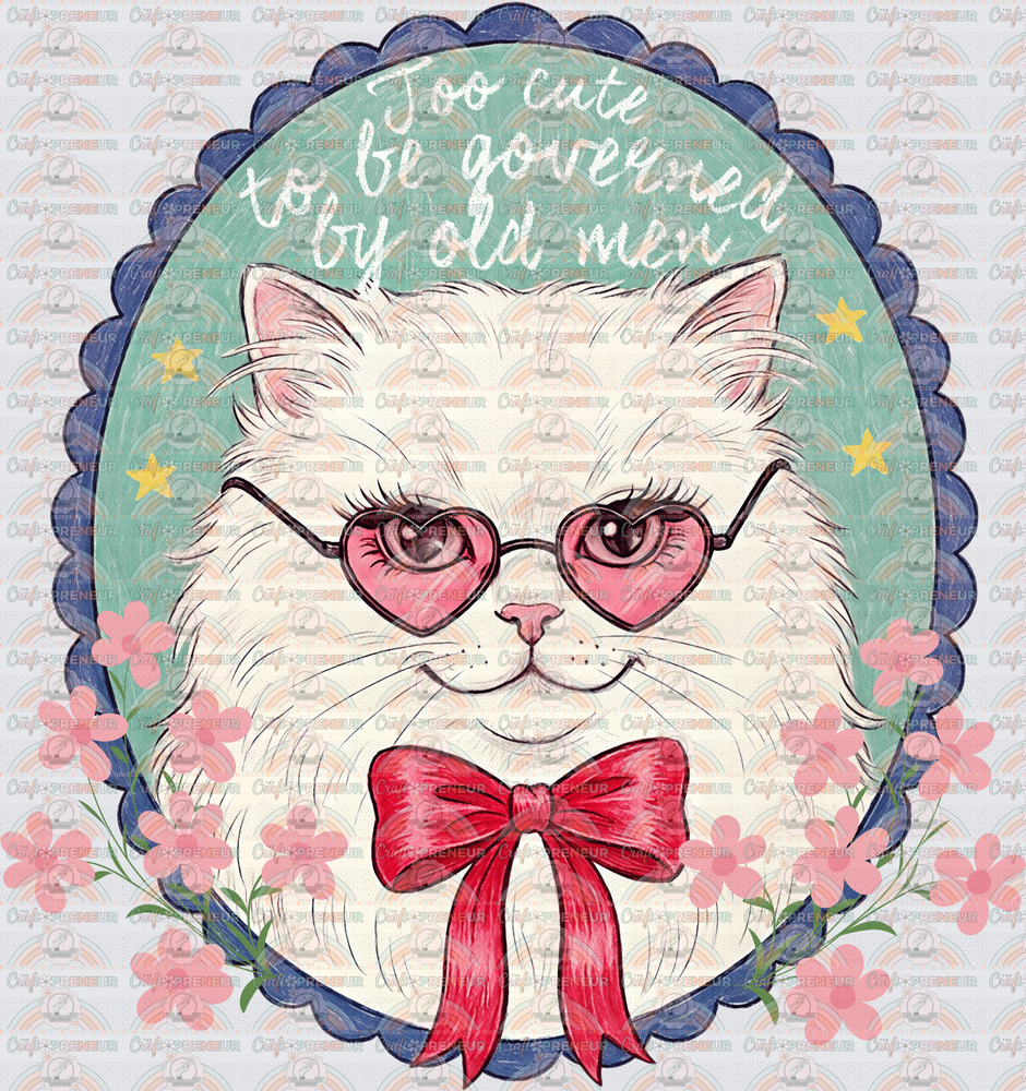 Causes_Womens Rights_Cats_Too Cute to Be Governed By Old Men_Cameo_Bow_Preppy