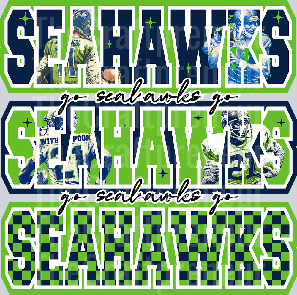 Seattle Seahawks Varsity Team Stack DTF Transfer