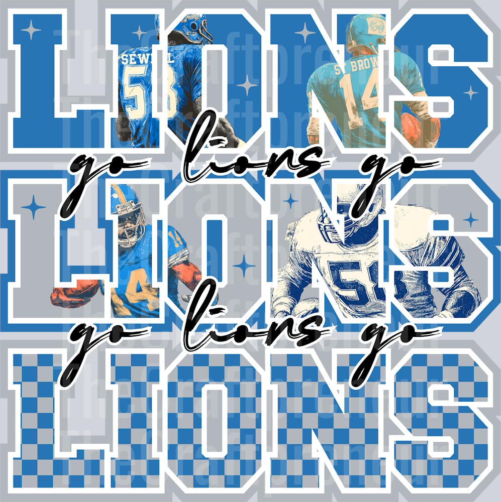 Detroit Lions Team Varsity Stack DTF Transfer