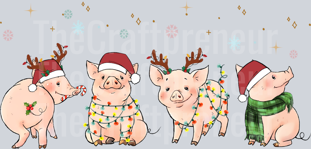 Christmas Pigs in Lights DTF Transfer