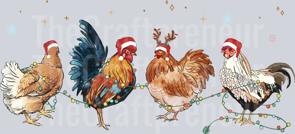 Christmas Chickens in Lights DTF Transfer