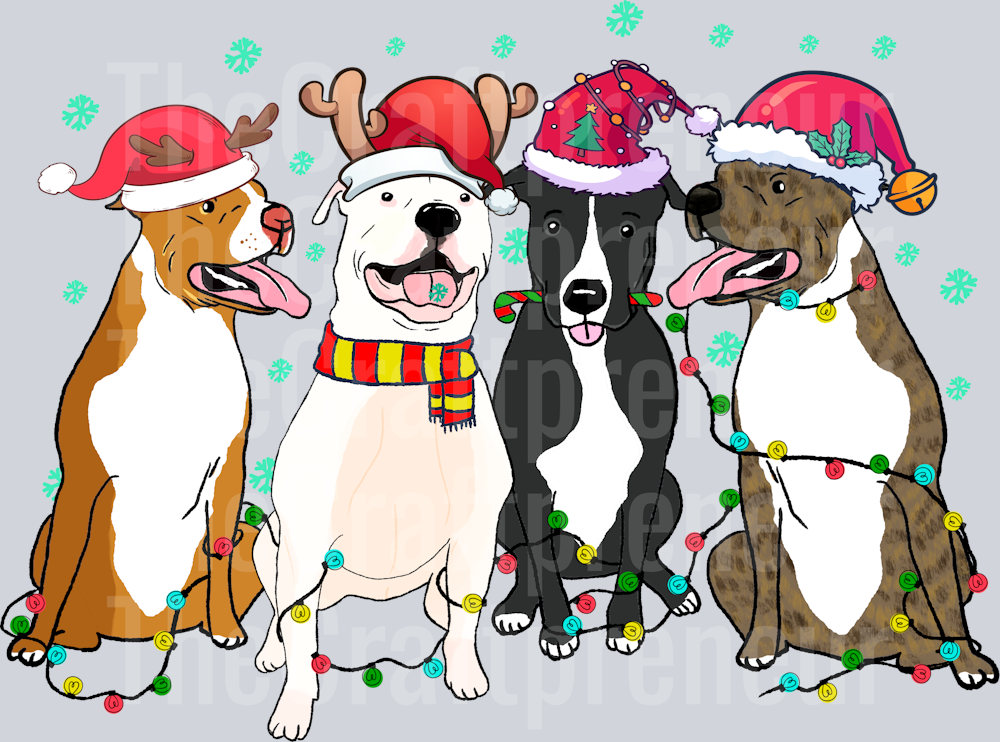 Christmas Pitties Dog DTF Transfer