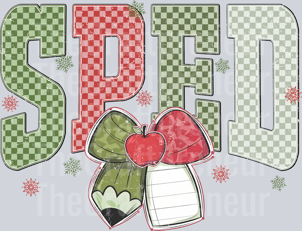 Special Education Christmas Varsity Checkerboard DTF Transfer