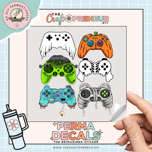 Spooky Gaming Controllers UV DTF Sticker