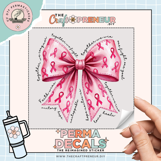 Breast Cancer Bow UV DTF Sticker