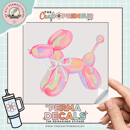 Pink Balloon Dog UV DTF Sticker