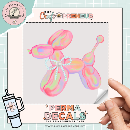 Pink Balloon Dog UV DTF Sticker