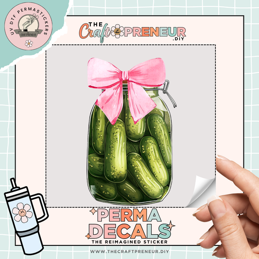 Bow Pickle Jar UV DTF Sticker