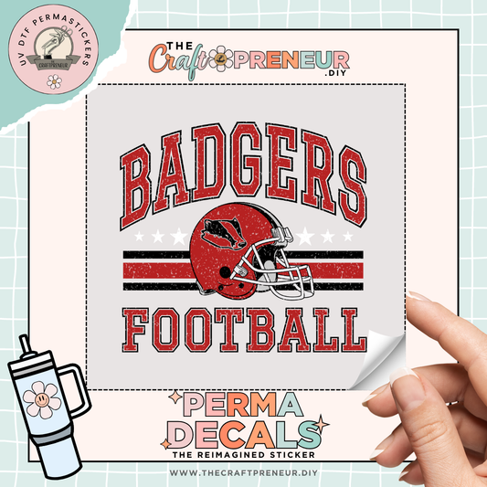 Badgers Football UV DTF Sticker