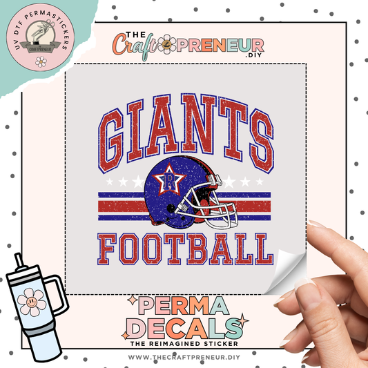 Giants Football UV DTF Sticker