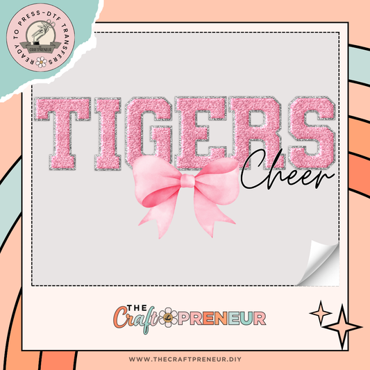 Tigers Cheer Bow Transfer