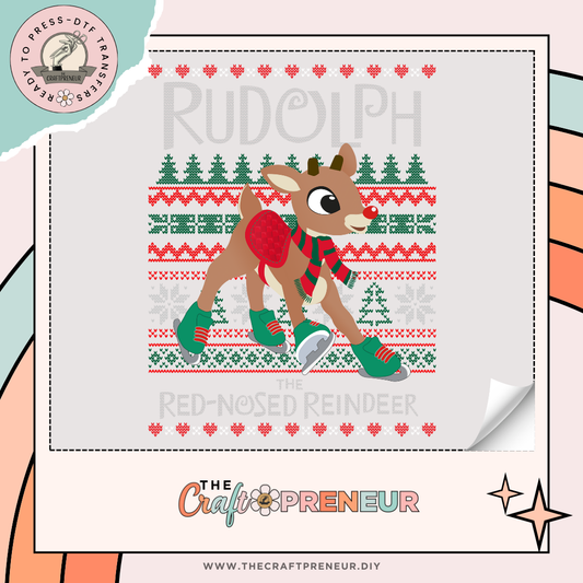 Rudolph Christmas Sweater Transfer