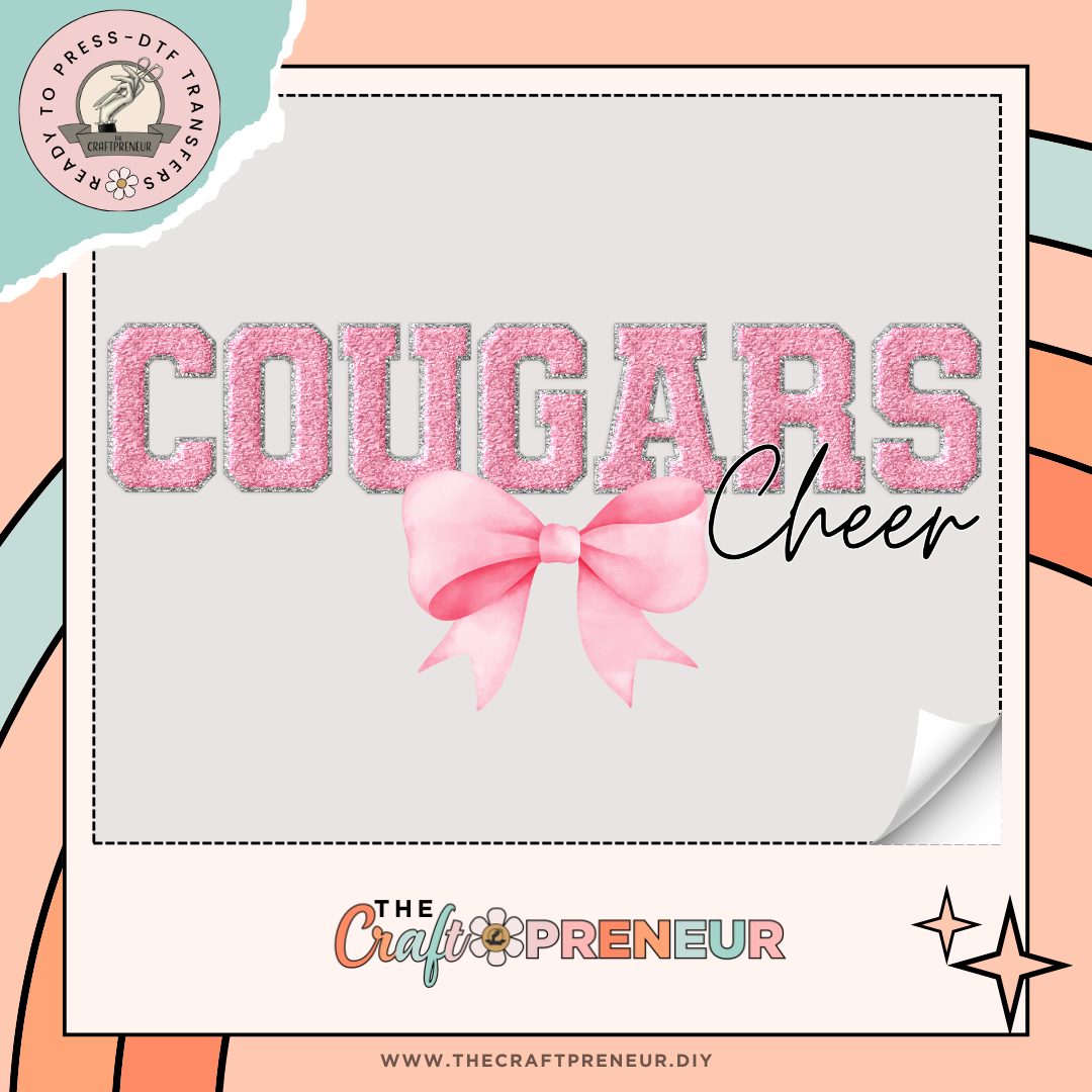 Cougars Cheer Bow Transfer