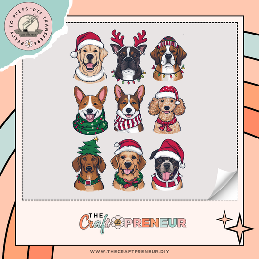 Festive Christmas Dogs Transfer