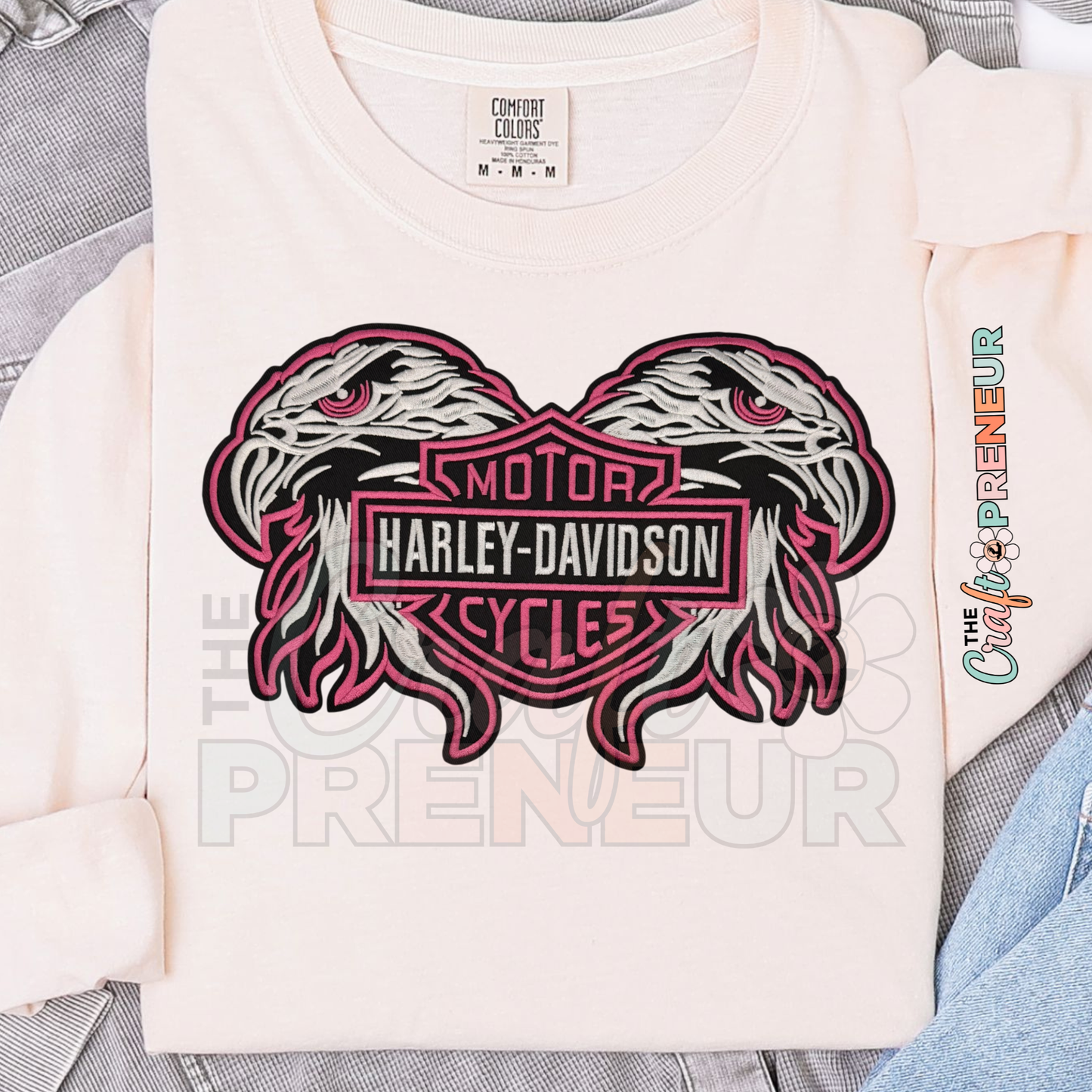 PATCH054 - Harley Morotcycle Eagle Logo - PINK