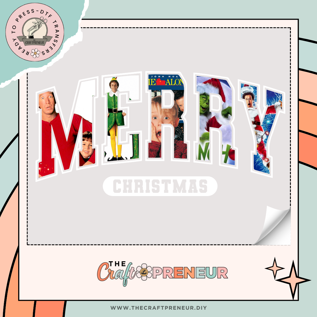 Merry Christmas Character Letters Transfer