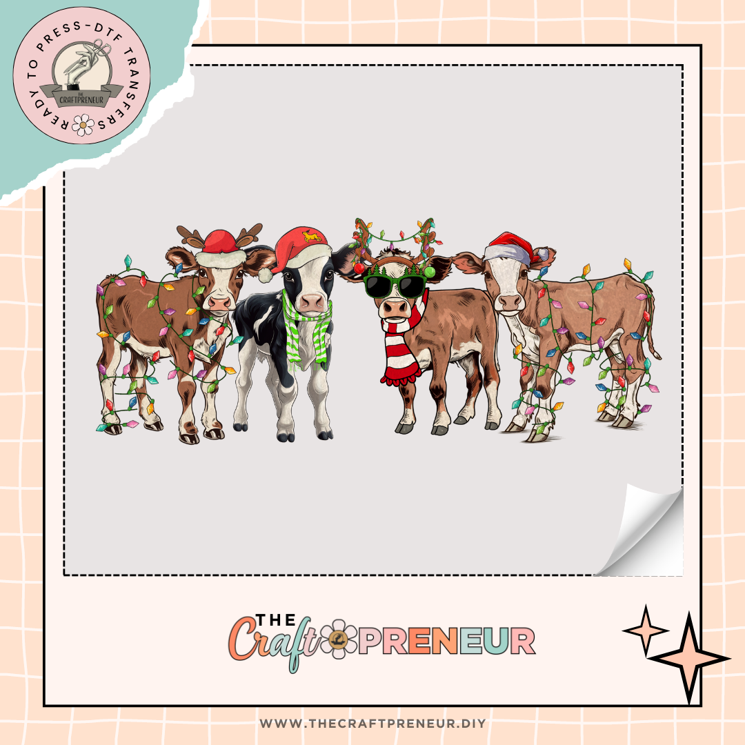 Festive Christmas Cows Transfer