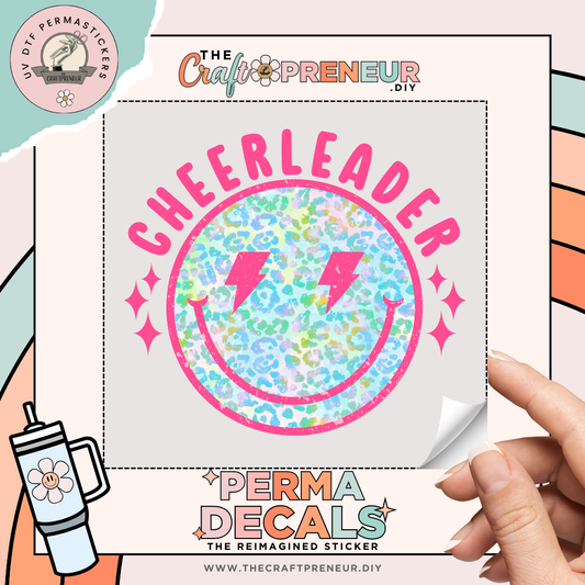 Cheerleader Smiley Face UV DTF Sticker