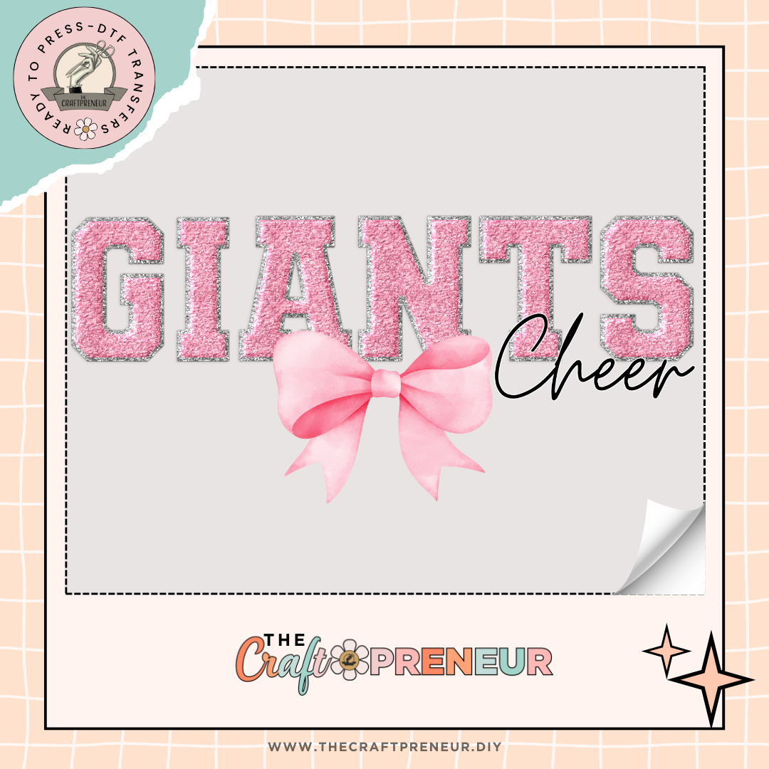 Giants Cheer Bow Transfer