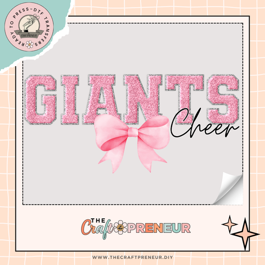 Giants Cheer Bow Transfer